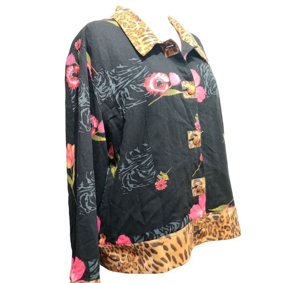 Great Cavalier XL Womens Jacket Vintage Floral Leopard Print Y2K 90s Maximalist - Picture 9 of 12